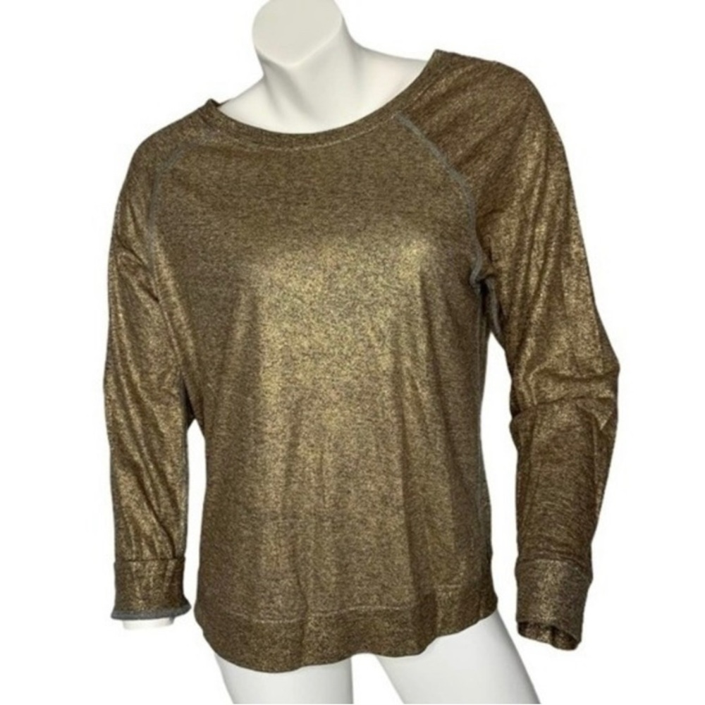 Current Elliot Metallic Gold Long Sleeve Top - Medium